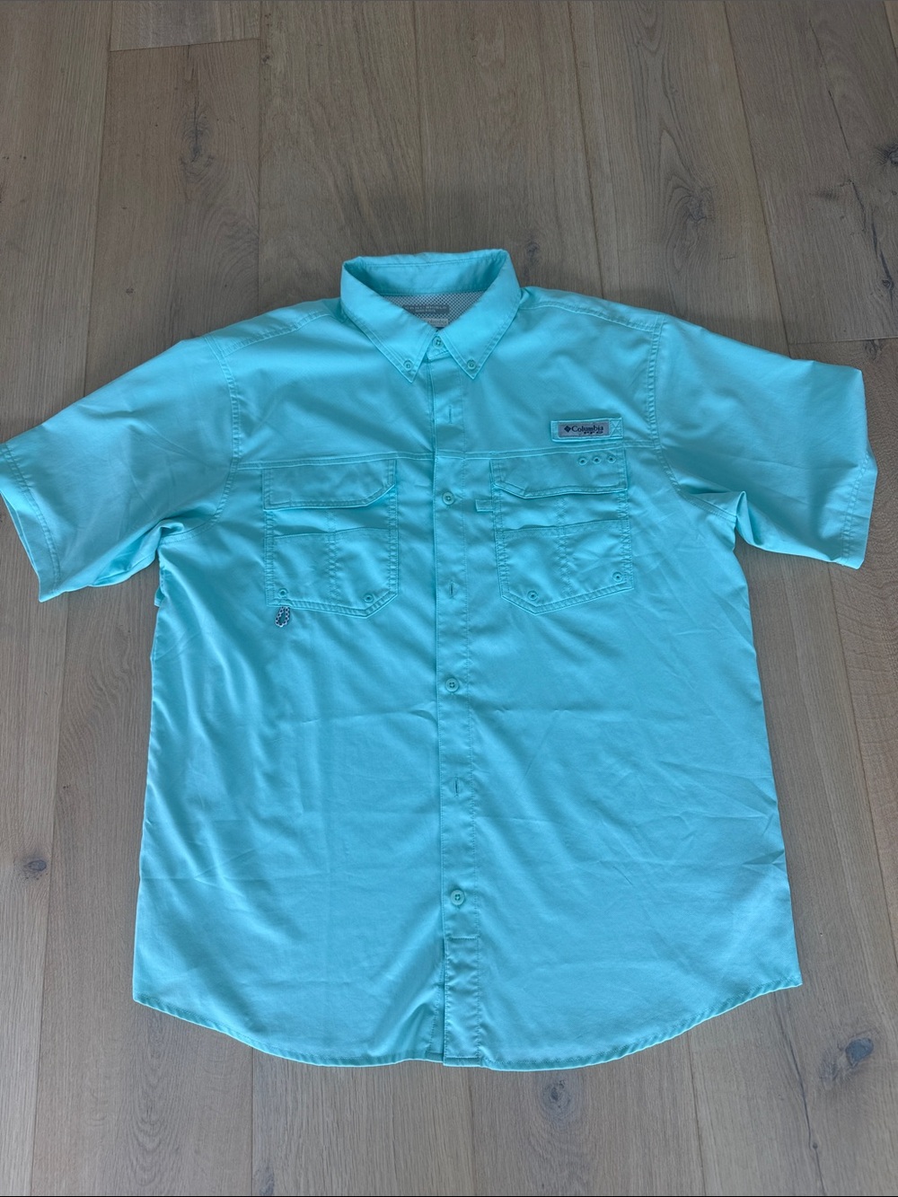 Men's Short-Sleeve Button-Down Shirt in Aqua by Columbia